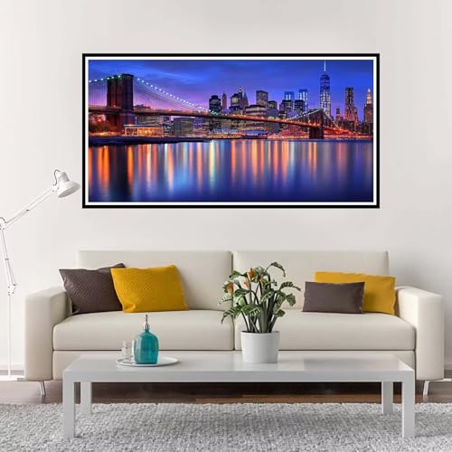 Malen Nach Zahlen Erwachsene Groß Stadt, Malen Nach Zahlen Brücke ohne Rahmen Inklusive Pinsel und Acrylfarben, DIY Paint by Numbers für Frauen Hobby Bastelset Geschenk, Home Deko 80x160 cm-YH189 von Yuxeawue