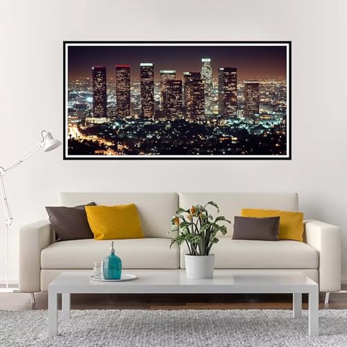 Malen Nach Zahlen Erwachsene Groß Stadt, Malen Nach Zahlen Nachtansicht ohne Rahmen Inklusive Pinsel und Acrylfarben, DIY Paint by Numbers für Frauen Hobby Bastelset Geschenk, Deko 90x180 cm-YH887 von Yuxeawue