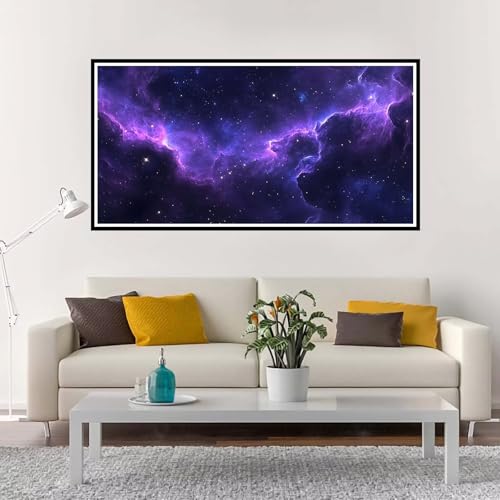 Malen Nach Zahlen Erwachsene Groß Sternenhimmel, Malen Nach Zahlen Lila ohne Rahmen Inklusive Pinsel und Acrylfarben, DIY Paint by Numbers für Frauen Hobby Bastelset Geschenk, Deko 70x140 cm-YH1252 von Yuxeawue