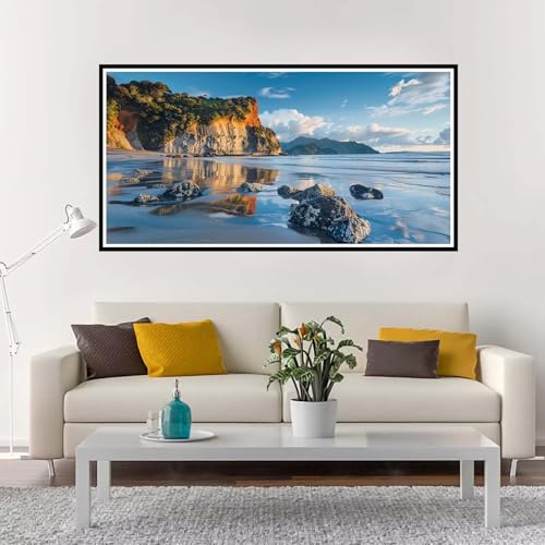 Malen Nach Zahlen Erwachsene Groß Strand, Malen Nach Zahlen Berg ohne Rahmen Inklusive Pinsel und Acrylfarben, DIY Paint by Numbers für Frauen Hobby Bastelset Geschenk, Home Deko 100x200 cm-YH1144 von Yuxeawue