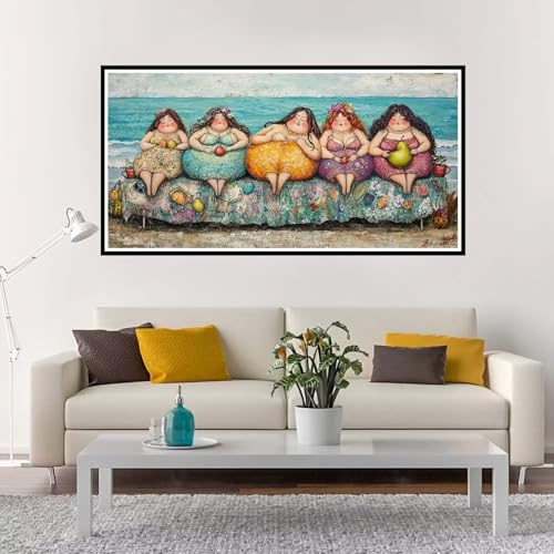 Malen Nach Zahlen Erwachsene Groß Strand, Malen Nach Zahlen Frau ohne Rahmen Inklusive Pinsel und Acrylfarben, DIY Paint by Numbers für Frauen Hobby Bastelset Geschenk, Home Deko 100x200 cm-YH178 von Yuxeawue