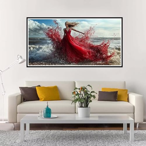 Malen Nach Zahlen Erwachsene Groß Strand, Malen Nach Zahlen Frau ohne Rahmen Inklusive Pinsel und Acrylfarben, DIY Paint by Numbers für Frauen Hobby Bastelset Geschenk, Home Deko 100x200 cm-YH394 von Yuxeawue