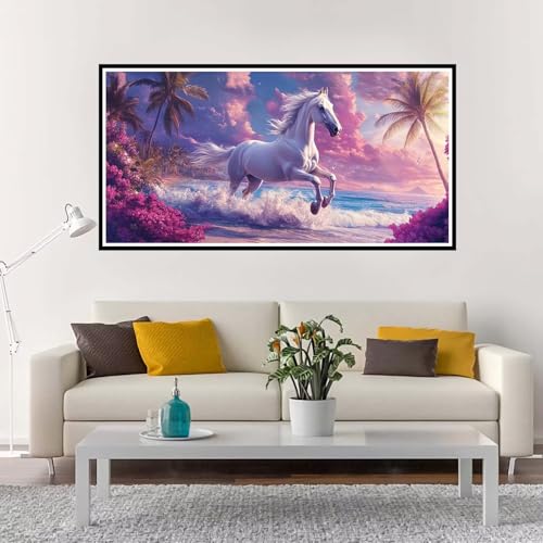 Malen Nach Zahlen Erwachsene Groß Strand, Malen Nach Zahlen Kinder Tier ohne Rahmen Inklusive Pinsel und Acrylfarben, DIY Paint by Numbers für Frauen Hobby Bastelset Geschenk, Home Deko 60x120 cm-YH5 von Yuxeawue