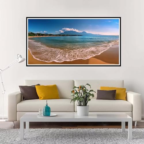 Malen Nach Zahlen Erwachsene Groß Strand, Malen Nach Zahlen Landschaft ohne Rahmen Inklusive Pinsel und Acrylfarben, DIY Paint by Numbers für Frauen Hobby Bastelset Geschenk, Deko 100x200 cm-YH1234 von Yuxeawue