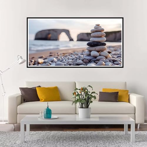 Malen Nach Zahlen Erwachsene Groß Strand, Malen Nach Zahlen Landschaft ohne Rahmen Inklusive Pinsel und Acrylfarben, DIY Paint by Numbers für Frauen Hobby Bastelset Geschenk, Deko 90x180 cm-YH1139 von Yuxeawue