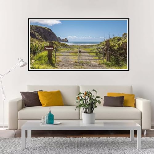 Malen Nach Zahlen Erwachsene Groß Strand, Malen Nach Zahlen Landschaft ohne Rahmen Inklusive Pinsel und Acrylfarben, DIY Paint by Numbers für Frauen Hobby Bastelset Geschenk, Deko 90x180 cm-YH1142 von Yuxeawue