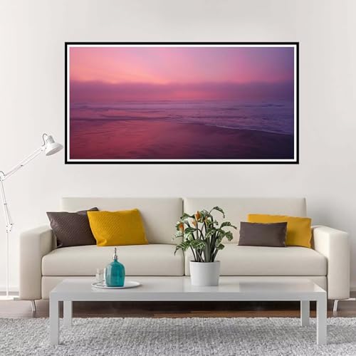 Malen Nach Zahlen Erwachsene Groß Strand, Malen Nach Zahlen Rosa ohne Rahmen Inklusive Pinsel und Acrylfarben, DIY Paint by Numbers für Frauen Hobby Bastelset Geschenk, Home Deko 60x120 cm-YH1154 von Yuxeawue