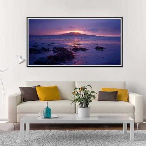 Malen Nach Zahlen Erwachsene Groß Strand, Malen Nach Zahlen Sonnenuntergang ohne Rahmen Inklusive Pinsel und Acrylfarben, DIY Paint by Numbers für Frauen Hobby Bastelset Geschenk 100x200 cm-YH1150 von Yuxeawue