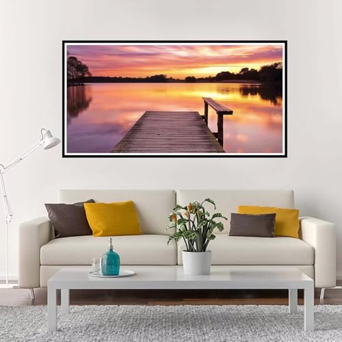 Malen Nach Zahlen Erwachsene Groß Strand, Malen Nach Zahlen Sonnenuntergang ohne Rahmen Inklusive Pinsel und Acrylfarben, DIY Paint by Numbers für Frauen Hobby Bastelset Geschenk 50x100 cm-YH1245 von Yuxeawue