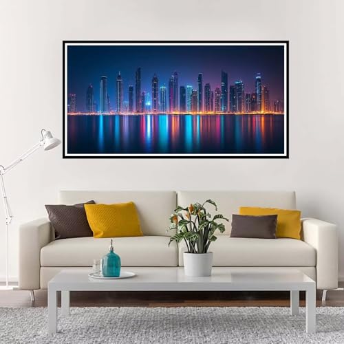 Malen Nach Zahlen Erwachsene Groß Strand, Malen Nach Zahlen Stadt ohne Rahmen Inklusive Pinsel und Acrylfarben, DIY Paint by Numbers für Frauen Hobby Bastelset Geschenk, Home Deko 60x120 cm-YH767 von Yuxeawue