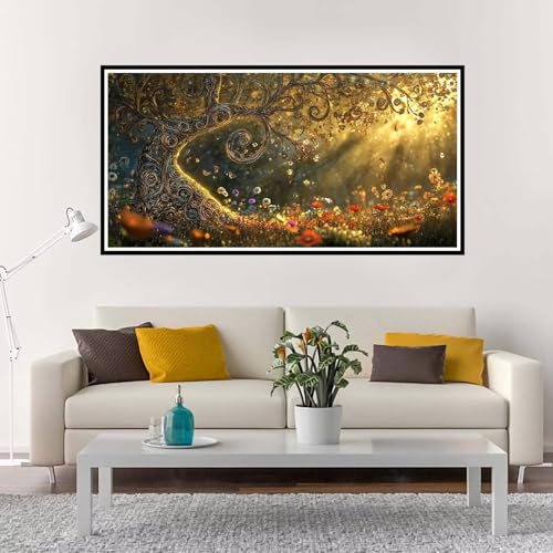 Malen Nach Zahlen Erwachsene Groß Traum, Malen Nach Zahlen Baum ohne Rahmen Inklusive Pinsel und Acrylfarben, DIY Paint by Numbers für Frauen Hobby Bastelset Geschenk, Home Deko 100x200 cm-YH733 von Yuxeawue