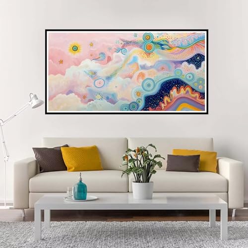 Malen Nach Zahlen Erwachsene Groß Traum, Malen Nach Zahlen Kinder Bunt ohne Rahmen Inklusive Pinsel und Acrylfarben, DIY Paint by Numbers für Frauen Hobby Bastelset Geschenk, Home Deko 50x100 cm-YH57 von Yuxeawue