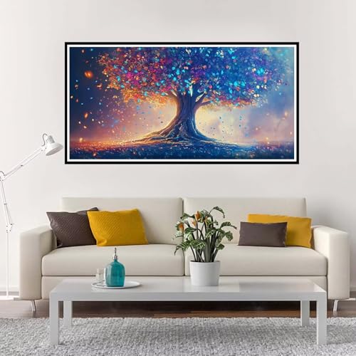 Malen Nach Zahlen Farbe, Groß Malen Nach Zahlen Baum, Malen Nach Zahlen Kinder 40x80 cm ohne Rahmen, Kreativ Set für Erwachsene mit Pinsel und Acrylpigment, Paint by Numbers für Mädchen Geschenk-YH968 von Yuxeawue