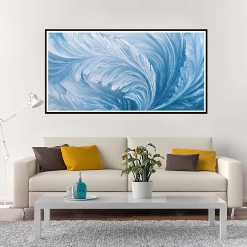 Malen Nach Zahlen Groß Blau , Malen Nach Zahlen Erwachsene ohne Rahmen Abstrakt, Handgemalt Ölgemälde Acrylfarbe Knitterfreie Leinwand Kit, DIY Paint by Numbers Wohnzimmer Deko Geschenk 70x140 cm-YH60 von Yuxeawue