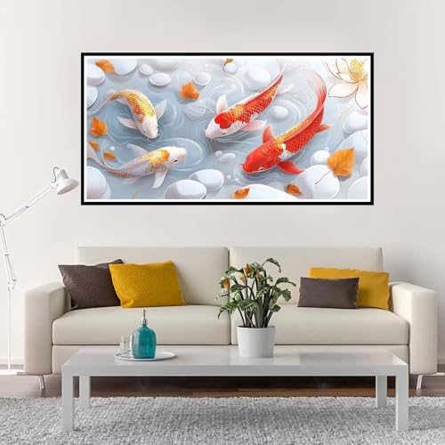 Malen Nach Zahlen Groß Blume , Malen Nach Zahlen Erwachsene ohne Rahmen Fisch, Handgemalt Ölgemälde Acrylfarbe Knitterfreie Leinwand Kit, DIY Paint by Numbers Wohnzimmer Deko Geschenk 100x200 cm-YH480 von Yuxeawue