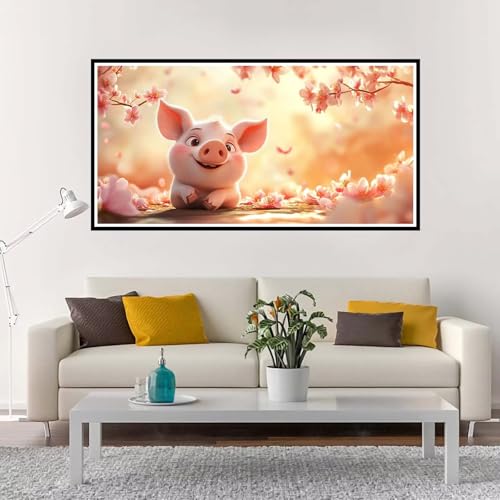 Malen Nach Zahlen Groß Blume , Malen Nach Zahlen Erwachsene ohne Rahmen Schwein, Handgemalt Ölgemälde Acrylfarbe Knitterfreie Leinwand Kit, DIY Paint by Numbers Wohnzimmer Deko 50x100 cm-YH953 von Yuxeawue