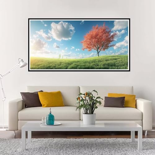 Malen Nach Zahlen Groß Herbst , Malen Nach Zahlen Erwachsene ohne Rahmen Baum, Handgemalt Ölgemälde Acrylfarbe Knitterfreie Leinwand Kit, DIY Paint by Numbers Wohnzimmer Deko 100x200 cm-YH1008 von Yuxeawue