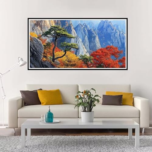 Malen Nach Zahlen Groß Herbst , Malen Nach Zahlen Erwachsene ohne Rahmen Baum, Handgemalt Ölgemälde Acrylfarbe Knitterfreie Leinwand Kit, DIY Paint by Numbers Wohnzimmer Deko Geschenk 90x180 cm-YH892 von Yuxeawue