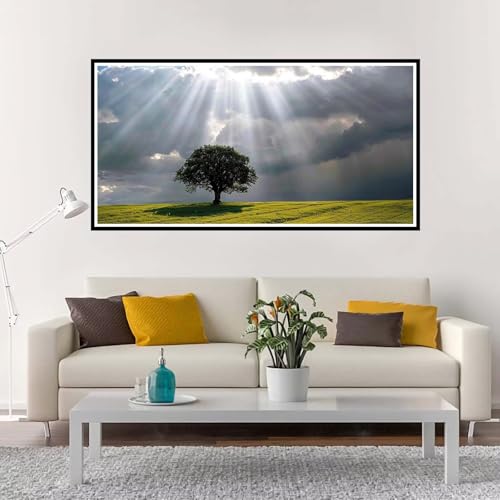 Malen Nach Zahlen Groß Landschaft , Malen Nach Zahlen Erwachsene ohne Rahmen Baum, Handgemalt Ölgemälde Acrylfarbe Knitterfreie Leinwand Kit, DIY Paint by Numbers Wohnzimmer Deko 100x200 cm-YH1071 von Yuxeawue