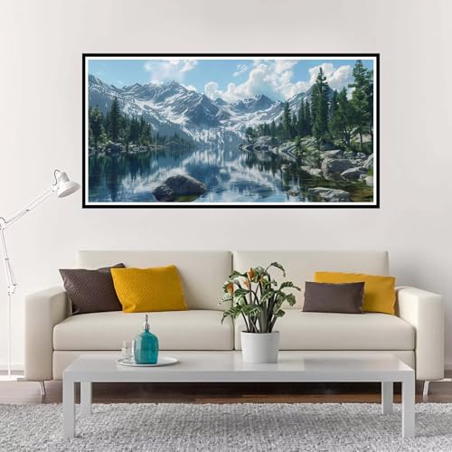 Malen Nach Zahlen Groß Landschaft , Malen Nach Zahlen Erwachsene ohne Rahmen Berg, Handgemalt Ölgemälde Acrylfarbe Knitterfreie Leinwand Kit, DIY Paint by Numbers Wohnzimmer Deko 40x80 cm-YH1119 von Yuxeawue