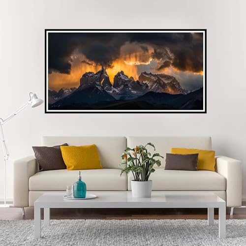 Malen Nach Zahlen Groß Landschaft , Malen Nach Zahlen Erwachsene ohne Rahmen Gelb, Handgemalt Ölgemälde Acrylfarbe Knitterfreie Leinwand Kit, DIY Paint by Numbers Wohnzimmer Deko 80x160 cm-YH1067 von Yuxeawue