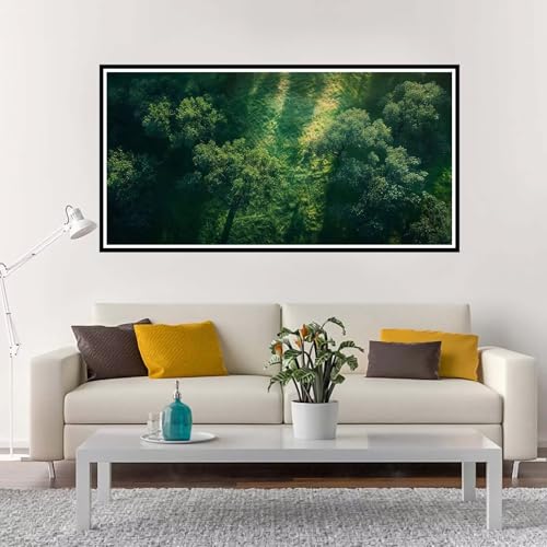 Malen Nach Zahlen Groß Landschaft , Malen Nach Zahlen Erwachsene ohne Rahmen Grün, Handgemalt Ölgemälde Acrylfarbe Knitterfreie Leinwand Kit, DIY Paint by Numbers Wohnzimmer Deko 40x80 cm-YH1152 von Yuxeawue