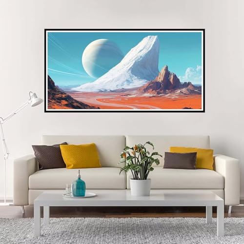 Malen Nach Zahlen Groß Landschaft , Malen Nach Zahlen Erwachsene ohne Rahmen Planet, Handgemalt Ölgemälde Acrylfarbe Knitterfreie Leinwand Kit, DIY Paint by Numbers Wohnzimmer Deko 80x160 cm-YH659 von Yuxeawue