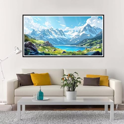 Malen Nach Zahlen Groß Landschaft , Malen Nach Zahlen Erwachsene ohne Rahmen Winter, Handgemalt Ölgemälde Acrylfarbe Knitterfreie Leinwand Kit, DIY Paint by Numbers Wohnzimmer Deko 100x200 cm-YH882 von Yuxeawue