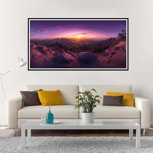 Malen Nach Zahlen Groß Landschaft ,Malen Nach Zahlen Erwachsene ohne Rahmen Sonnenuntergang,Handgemalt Ölgemälde Acrylfarbe Knitterfreie Leinwand Kit,Paint by Numbers Wohnzimmer Deko 100x200 cm-YH1035 von Yuxeawue