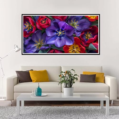 Malen Nach Zahlen Groß Lila , Malen Nach Zahlen Erwachsene ohne Rahmen Blume, Handgemalt Ölgemälde Acrylfarbe Knitterfreie Leinwand Kit, DIY Paint by Numbers Wohnzimmer Deko Geschenk 100x200 cm-YH1059 von Yuxeawue