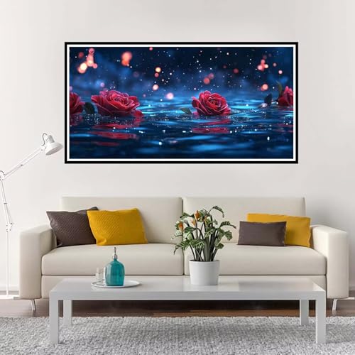 Malen Nach Zahlen Groß Rosen , Malen Nach Zahlen Erwachsene ohne Rahmen Strand, Handgemalt Ölgemälde Acrylfarbe Knitterfreie Leinwand Kit, DIY Paint by Numbers Wohnzimmer Deko Geschenk 60x120 cm-YH997 von Yuxeawue