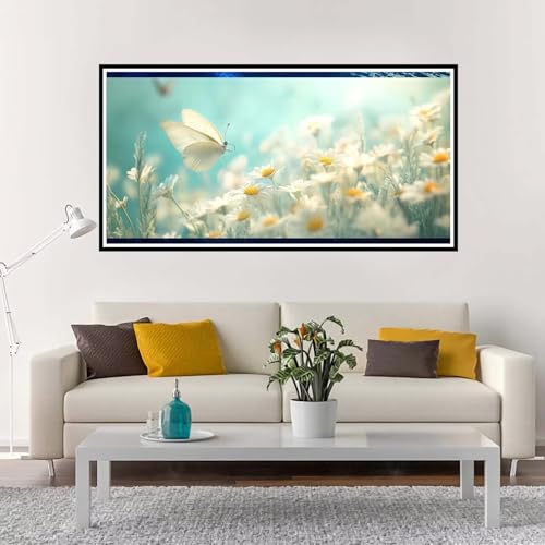 Malen Nach Zahlen Groß Schmetterling , Malen Nach Zahlen Erwachsene ohne Rahmen Blume, Handgemalt Ölgemälde Acrylfarbe Knitterfreie Leinwand Kit, DIY Paint by Numbers Wohnzimmer Deko 80x160 cm-YH143 von Yuxeawue