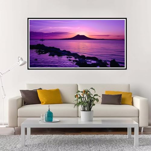 Malen Nach Zahlen Groß Sonnenuntergang , Malen Nach Zahlen Erwachsene ohne Rahmen Strand, Handgemalt Ölgemälde Acrylfarbe Knitterfreie Leinwand Kit, Paint by Numbers Wohnzimmer Deko 100x200 cm-YH1215 von Yuxeawue