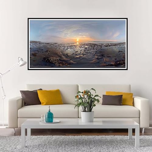 Malen Nach Zahlen Groß Sonnenuntergang , Malen Nach Zahlen Erwachsene ohne Rahmen Strand, Handgemalt Ölgemälde Acrylfarbe Knitterfreie Leinwand Kit, Paint by Numbers Wohnzimmer Deko 70x140 cm-YH1239 von Yuxeawue