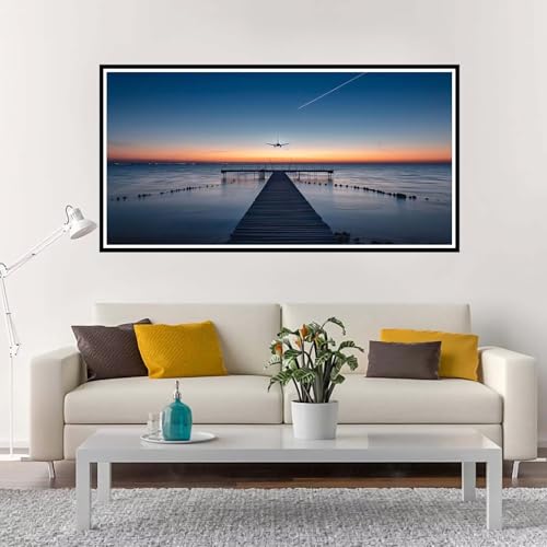 Malen Nach Zahlen Groß Sonnenuntergang , Malen Nach Zahlen Erwachsene ohne Rahmen Strand, Handgemalt Ölgemälde Acrylfarbe Knitterfreie Leinwand Kit, Paint by Numbers Wohnzimmer Deko 70x140 cm-YH1260 von Yuxeawue