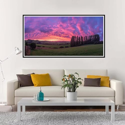 Malen Nach Zahlen Groß Sonnenuntergang ,Malen Nach Zahlen Erwachsene ohne Rahmen Landschaft,Handgemalt Ölgemälde Acrylfarbe Knitterfreie Leinwand Kit,Paint by Numbers Wohnzimmer Deko 60x120 cm-YH1228 von Yuxeawue