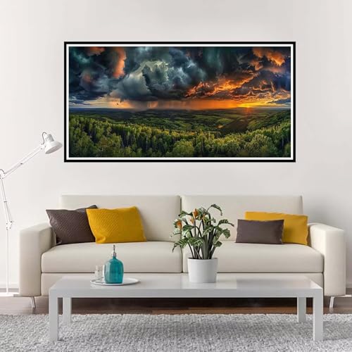 Malen Nach Zahlen Groß Sonnenuntergang ,Malen Nach Zahlen Erwachsene ohne Rahmen Landschaft,Handgemalt Ölgemälde Acrylfarbe Knitterfreie Leinwand Kit,Paint by Numbers Wohnzimmer Deko 80x160 cm-YH1070 von Yuxeawue