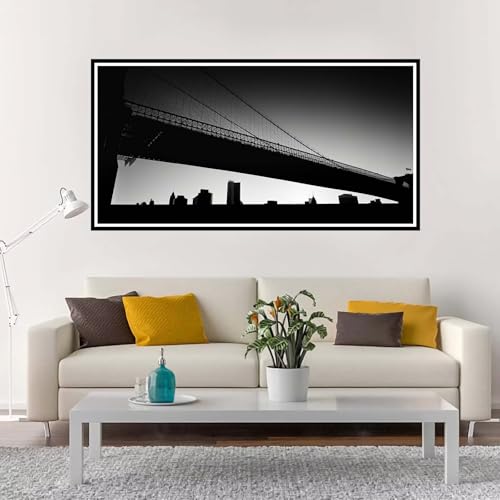 Malen Nach Zahlen Groß Stadt , Malen Nach Zahlen Erwachsene ohne Rahmen Brücke, Handgemalt Ölgemälde Acrylfarbe Knitterfreie Leinwand Kit, DIY Paint by Numbers Wohnzimmer Deko 100x200 cm-YH1272 von Yuxeawue