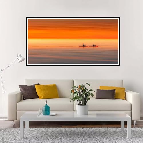 Malen Nach Zahlen Groß Strand , Malen Nach Zahlen Erwachsene ohne Rahmen Boot, Handgemalt Ölgemälde Acrylfarbe Knitterfreie Leinwand Kit, DIY Paint by Numbers Wohnzimmer Deko Geschenk 70x140 cm-YH1188 von Yuxeawue