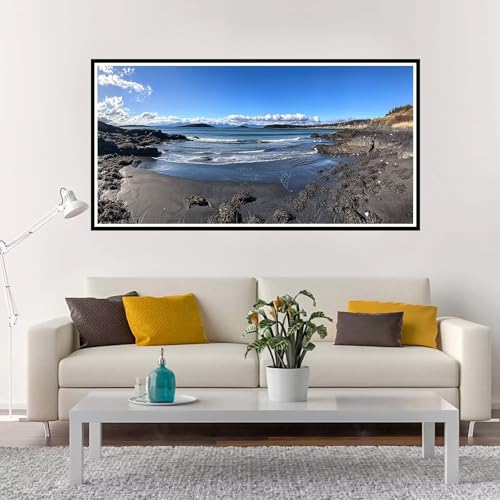 Malen Nach Zahlen Groß Strand , Malen Nach Zahlen Erwachsene ohne Rahmen Landschaft, Handgemalt Ölgemälde Acrylfarbe Knitterfreie Leinwand Kit, DIY Paint by Numbers Wohnzimmer Deko 70x140 cm-YH1128 von Yuxeawue