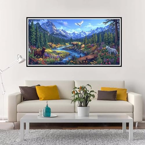 Malen Nach Zahlen Groß Tier , Malen Nach Zahlen Erwachsene ohne Rahmen Landschaft, Handgemalt Ölgemälde Acrylfarbe Knitterfreie Leinwand Kit, DIY Paint by Numbers Wohnzimmer Deko 80x160 cm-YH119 von Yuxeawue