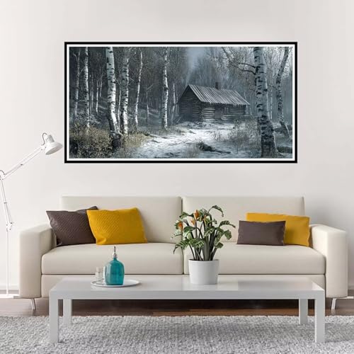 Malen Nach Zahlen Groß Winter , Malen Nach Zahlen Erwachsene ohne Rahmen Landschaft, Handgemalt Ölgemälde Acrylfarbe Knitterfreie Leinwand Kit, DIY Paint by Numbers Wohnzimmer Deko 100x200 cm-YH1140 von Yuxeawue