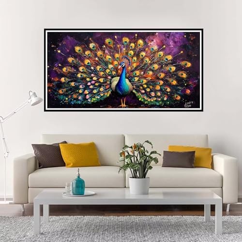 Malen Nach Zahlen Lila, Groß Malen Nach Zahlen Pfau, Malen Nach Zahlen Kinder 60x120 cm ohne Rahmen, Kreativ Set für Erwachsene mit Pinsel und Acrylpigment, Paint by Numbers für Mädchen Geschenk-YH165 von Yuxeawue