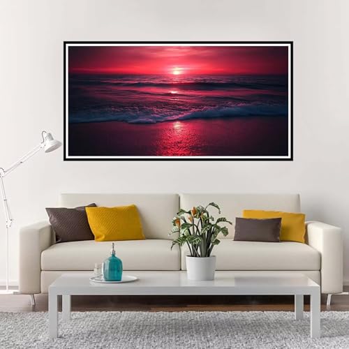 Malen Nach Zahlen Sonnenuntergang, Groß Malen Nach Zahlen Strand, Malen Nach Zahlen Kinder 90x180 cm ohne Rahmen, mit Pinsel und Acrylpigment, Paint by Numbers Set für Mädchen Kreativ Geschenk-YH129 von Yuxeawue