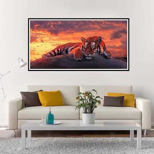 Malen Nach Zahlen Sonnenuntergang, Groß Malen Nach Zahlen Tiger, Malen Nach Zahlen Kinder 70x140 cm ohne Rahmen, mit Pinsel und Acrylpigment, Paint by Numbers Set für Mädchen Kreativ Geschenk-YH158 von Yuxeawue