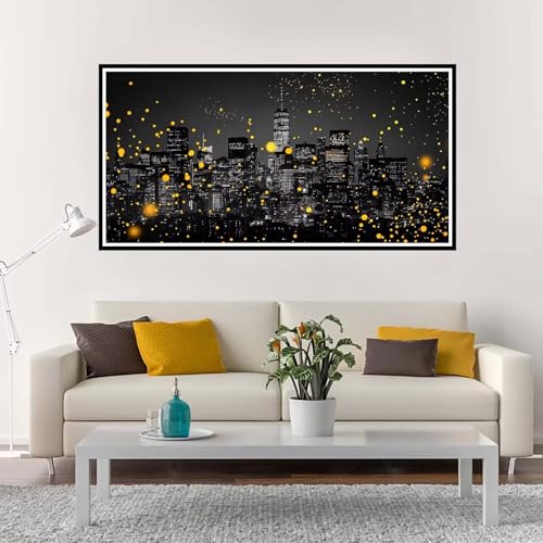 Malen Nach Zahlen Stadt, Groß Malen Nach Zahlen Nachtansicht, Malen Nach Zahlen Kinder 50x100 cm ohne Rahmen, mit Pinsel und Acrylpigment, Paint by Numbers Set für Mädchen Kreativ Geschenk-YH397 von Yuxeawue