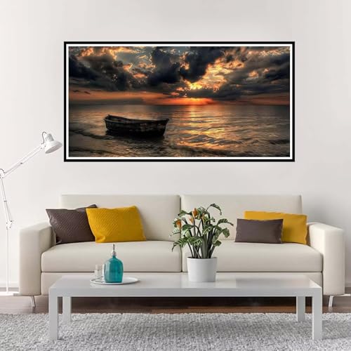 Malen Nach Zahlen Strand, Groß Malen Nach Zahlen Boot, Malen Nach Zahlen Kinder 60x120 cm ohne Rahmen, Kreativ Set für Erwachsene mit Pinsel und Acrylpigment, Paint by Numbers Mädchen Geschenk-YH1068 von Yuxeawue