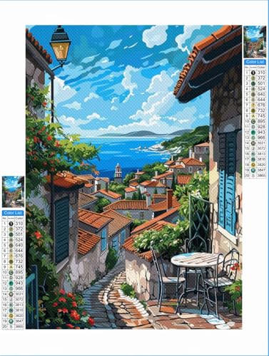 Stadt Diamond Painting Landschaft Diamond Painting Erwachsene Groß xxl 80x100cm Mosaik Bastelset, 5D DIY Malen nach Zahlen Vollbohrer Diamantmalerei Stickerei Kreuzstich Crafts Home Wand Décor 1F-676 von Yuxeawue