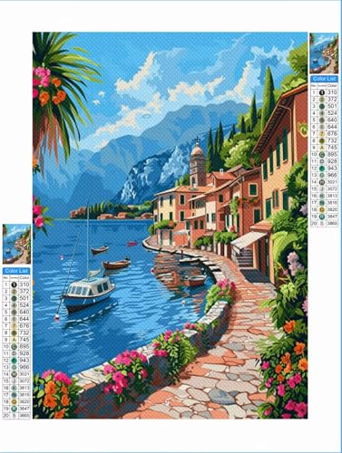 Stadt Diamond Painting Meer Diamond Painting Erwachsene Groß xxl 80x100cm Mosaik Bastelset, 5D DIY Malen nach Zahlen Vollbohrer Diamantmalerei Stickerei Kreuzstich Crafts Home Wand Décor 1F-651 von Yuxeawue