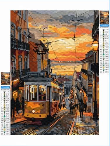 Stadt Diamond Painting Sonnenuntergang Diamond Painting Erwachsene Klein 30x50cm Mosaik Bastelset, 5D DIY Malen nach Zahlen Vollbohrer Diamantmalerei Stickerei Kreuzstich Crafts Home Wand Décor 1F-152 von Yuxeawue